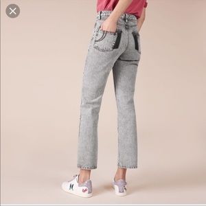 Maje. Perla Straight High-rise Jeans In Gris